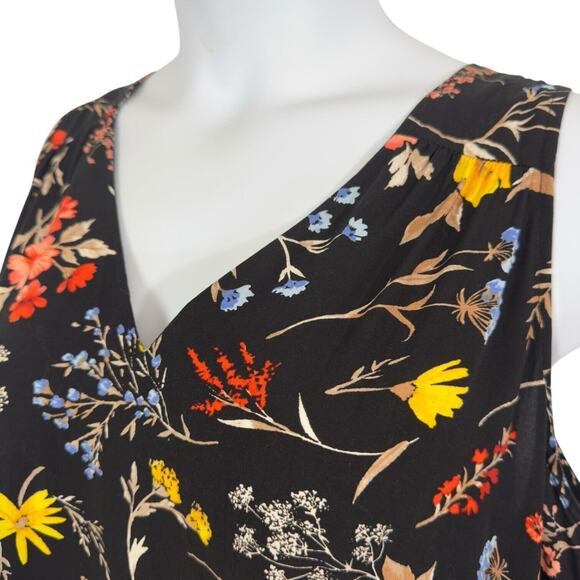 Old Navy Dark Cottage Shift Dress XL Y2K Black Floral Fairy Grunge Flowy - Picture 4 of 13